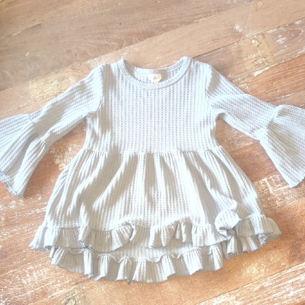 Gray Ruffled Kids Matching Set - Picture 3 of 3